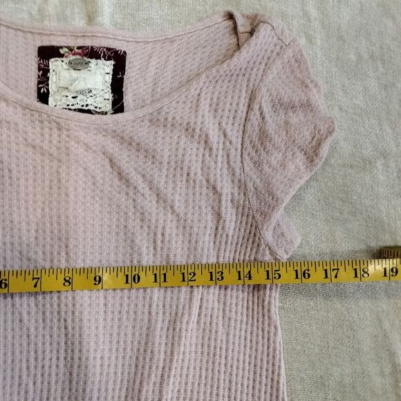 Cupio Flowy Light Pink Waffle Knit Tunic Top Size Large - Picture 3 of 6